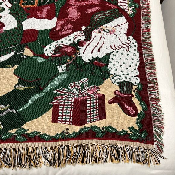 Beacon Christmas Santa Claus Tapestry Throw Blanket ~62x54" Made in USA - Picture 4 of 14